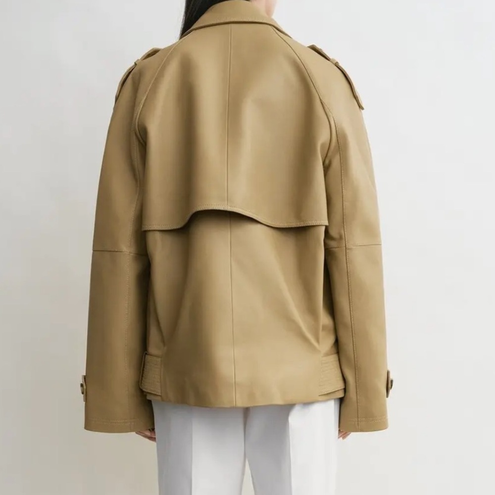 New Toteme Oversized Leather Trench Jacket Size 32 - Picture 7 of 11